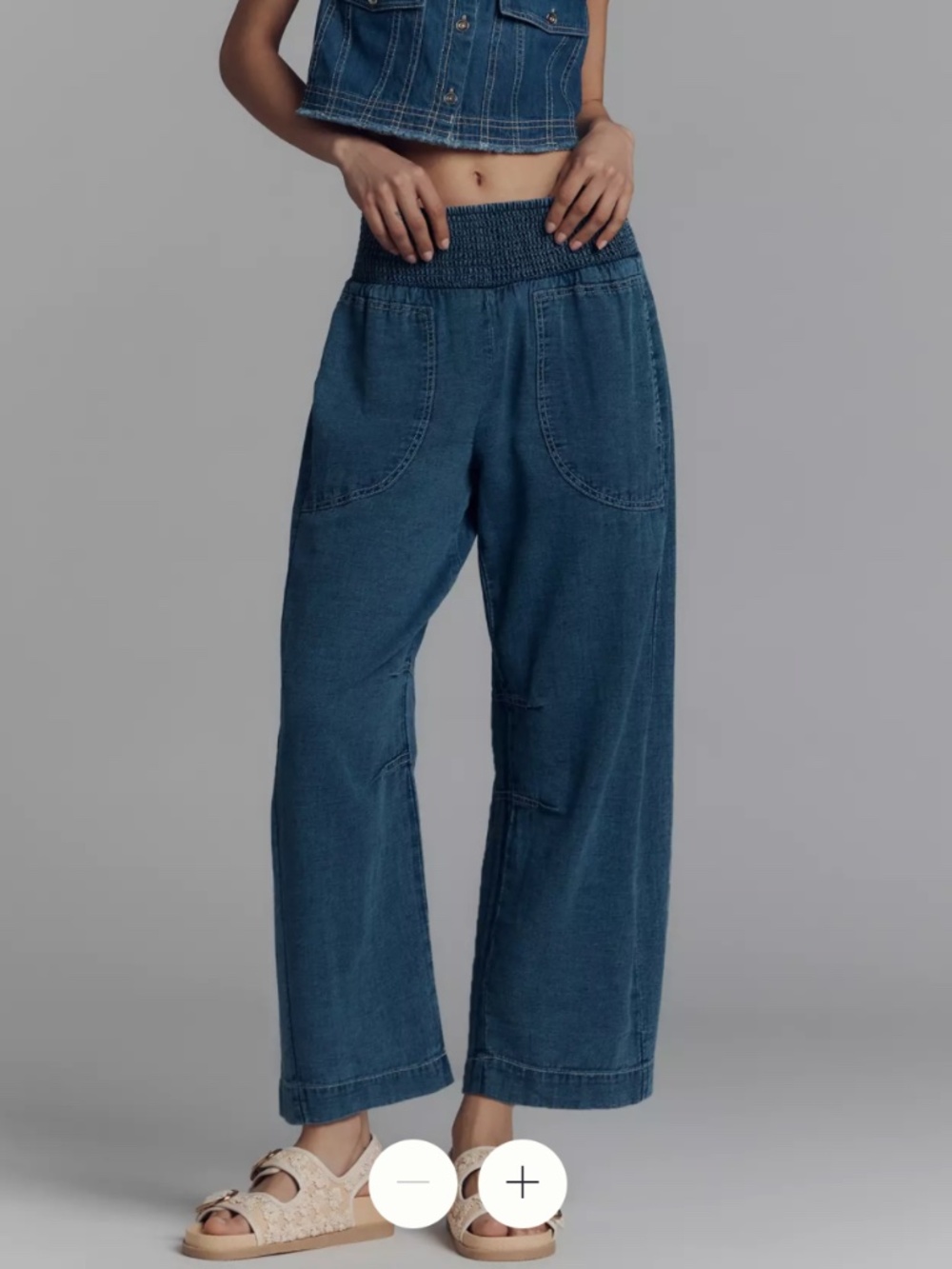Pilcro Women's  Blue Denim Elastic-Waist Pants